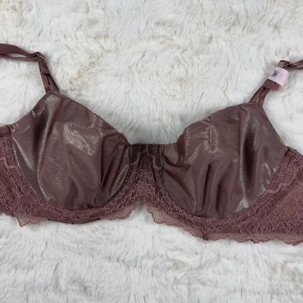 Victoria's Secret Dream Angels Unlined Push Up Bra Rosewood‎ Shimmer Size 32DD - Picture 3 of 6